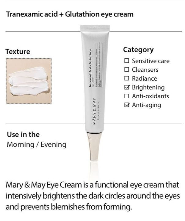MARY & MAY TXA + Glutathione Eye
Cream Duo (24ml)