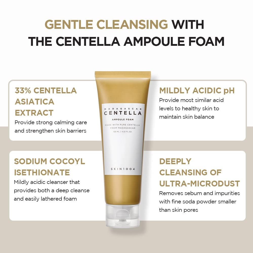 SKIN1004 Centella Face Cleanser Ampoule Foam - Korean Gentle Low pH Wash - 20.0 ml