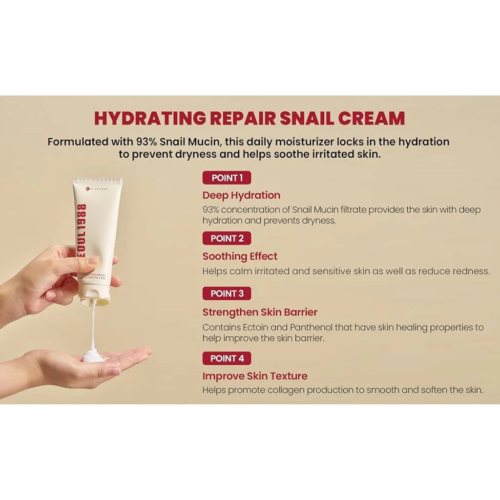 KSECRET - SEOUL 1988 Cream: Snail Mucin 93 Percent + Rice 50ml