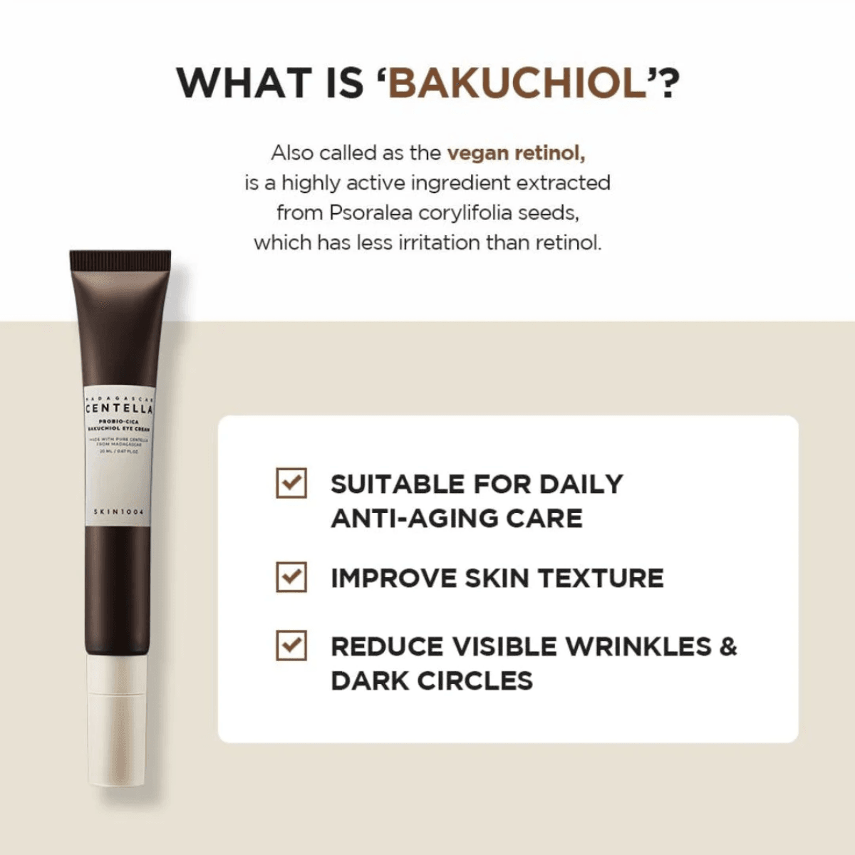 SKIN1004 Centella Bakuchiol Eye Cream - Korean Anti-Aging