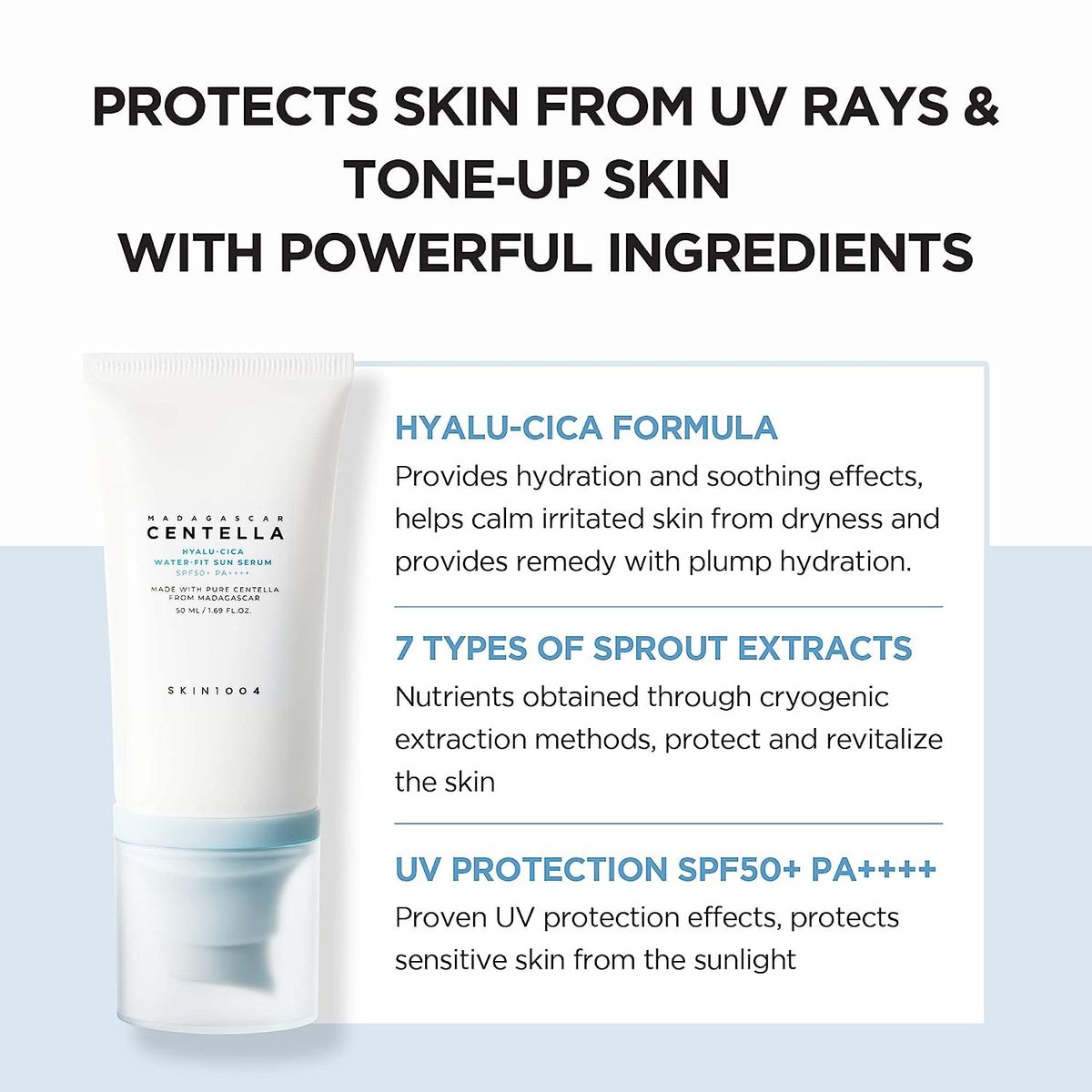 SKIN1004 Centella Water-Fit Sun Serum - Lightweight Moisturizing SPF Glow