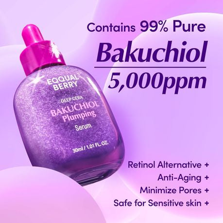 EQQUALBERRY Bakuchiol Plumping Face Serum - Natural Retinol Sensitive Skin