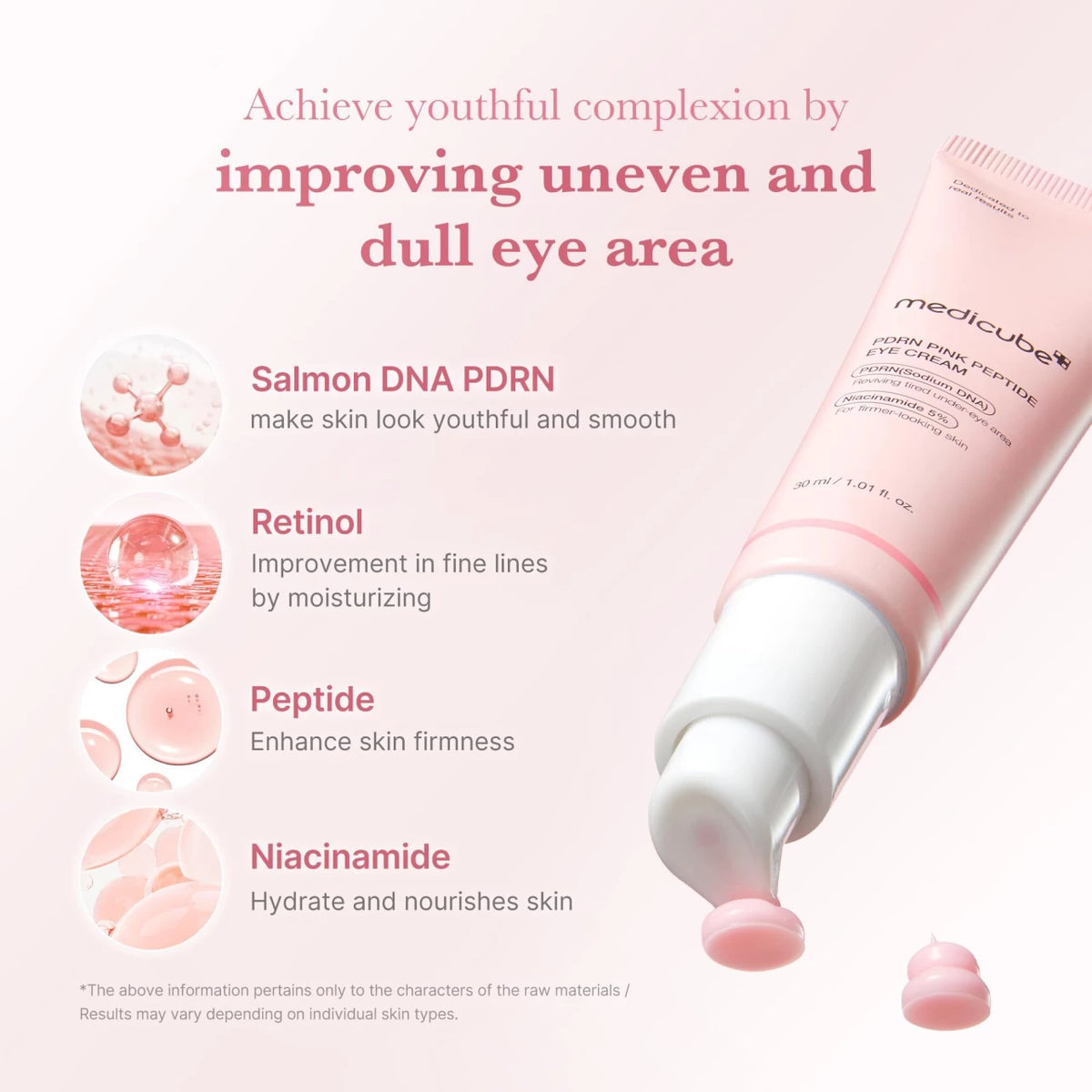 Medicube Pink Peptide Eye Serum for Fine Lines and Uneven Skin Tone 30ml
