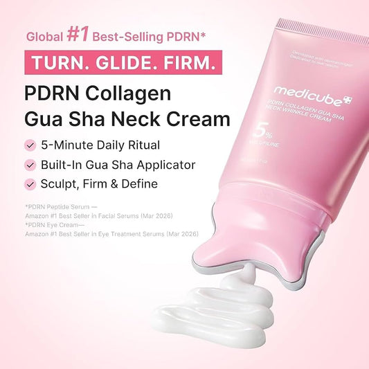 Medicube PDRN Collagen Gua Sha Neck Wrinkle Cream- 90 g | Gua Sha Head
