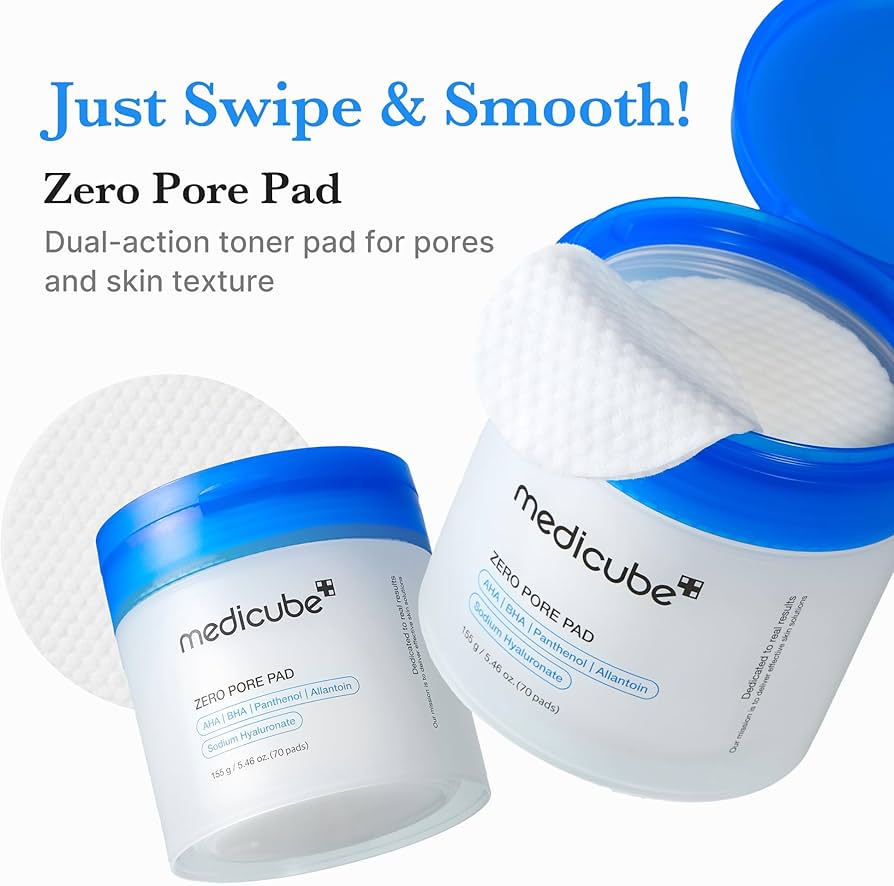 MEDICUBE Zero Pore Pad 2.0 (70 Pads / 155 g)
Dual-Textured Facial Pad with 4.5% AHA Lactic Acid, 0.45% BHA Salicylic Acid