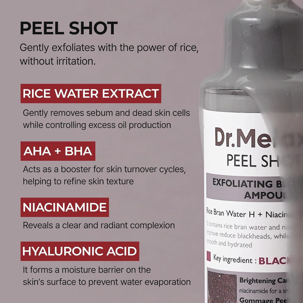 Dr. Melaxin Peel Shot Exfoliating Black Rice Ampoule (80ml)